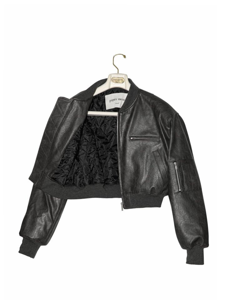 Paper Moon - Korean Women Fashion - #romanticstyle - Vegan L Cropped Full Up Bomber Jacket  - 9