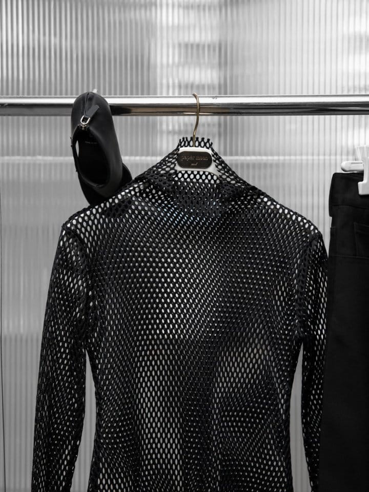 Paper Moon - Korean Women Fashion - #shopsmall - Fishnet Mock Neck Top