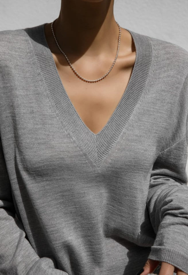 Paper Moon - Korean Women Fashion - #thelittlethings - Wool Silk Deep V Neck Long Sleeved Knit