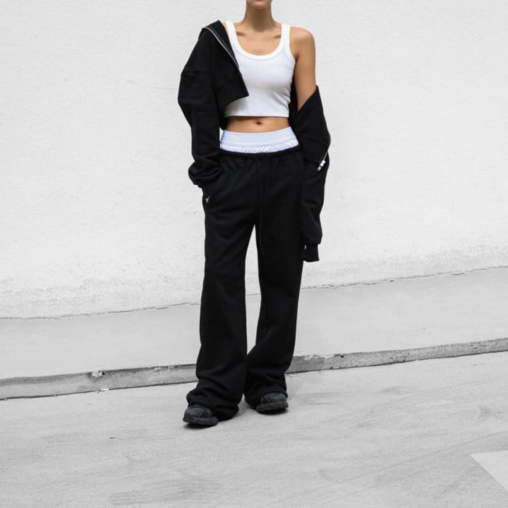 Paper Moon - Korean Women Fashion - #thelittlethings - Underwear Layered Detail Wide Sweat Pants - 7