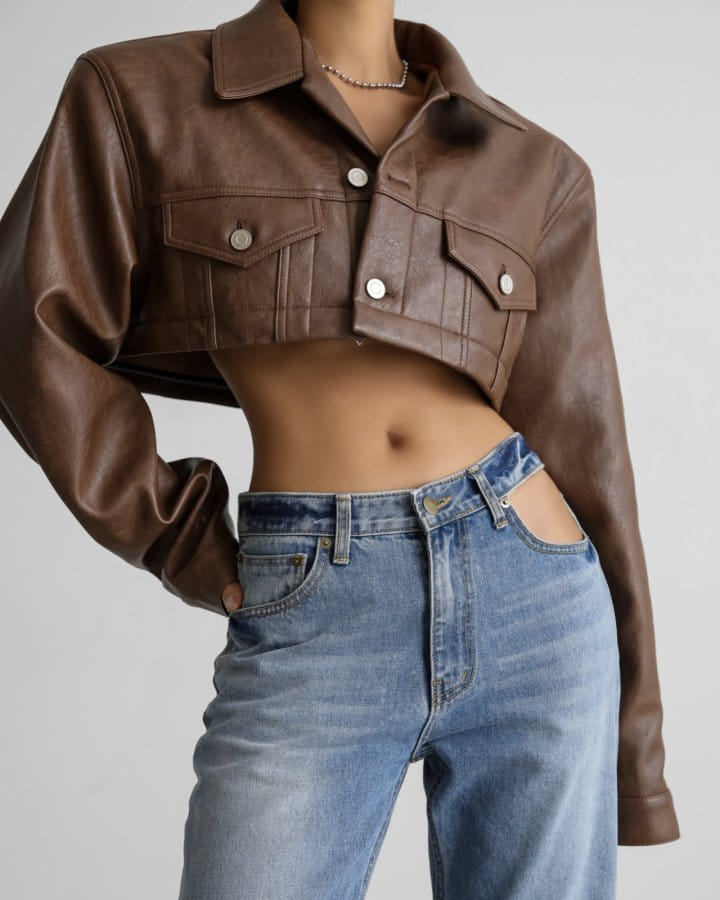 Paper Moon - Korean Women Fashion - #vintageinspired - Vegan L Mix Trucker Jacket