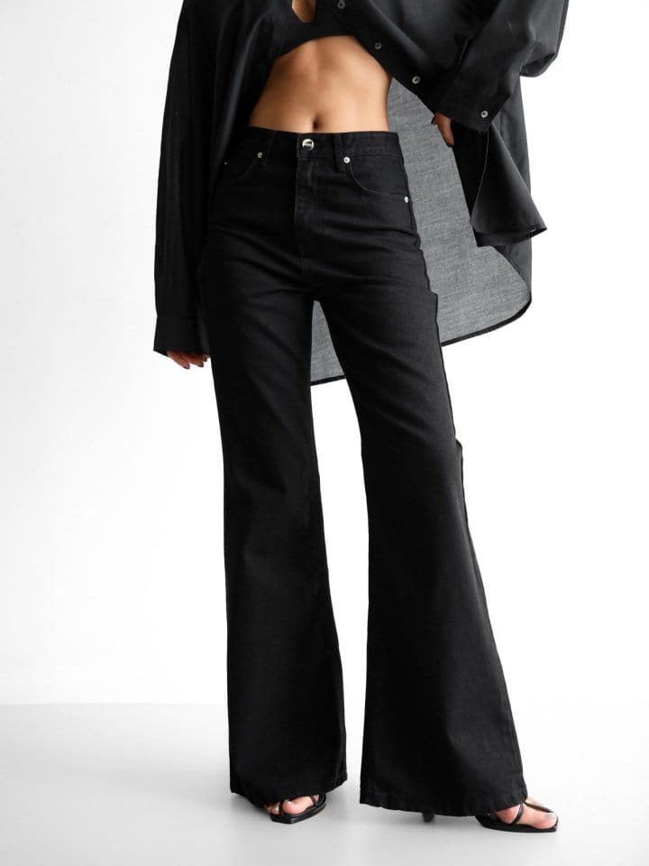 Paper Moon - Korean Women Fashion - #vintageinspired - Classic High Waist Boots Cut Flared Black Jeans - 7