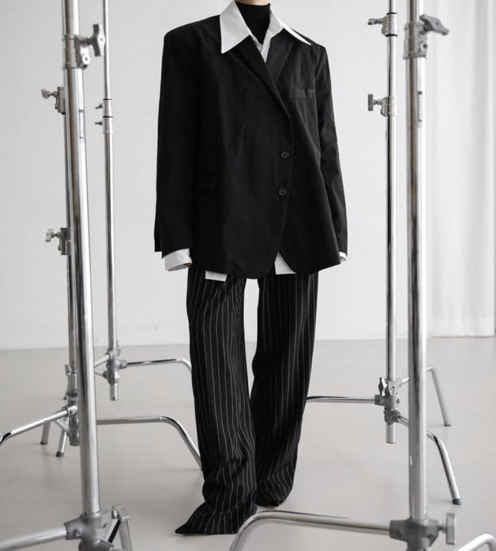 Paper Moon - Korean Women Fashion - #vintagekidsstyle - Oversized Back Side Slit Nylon Twill Blazer  - 2