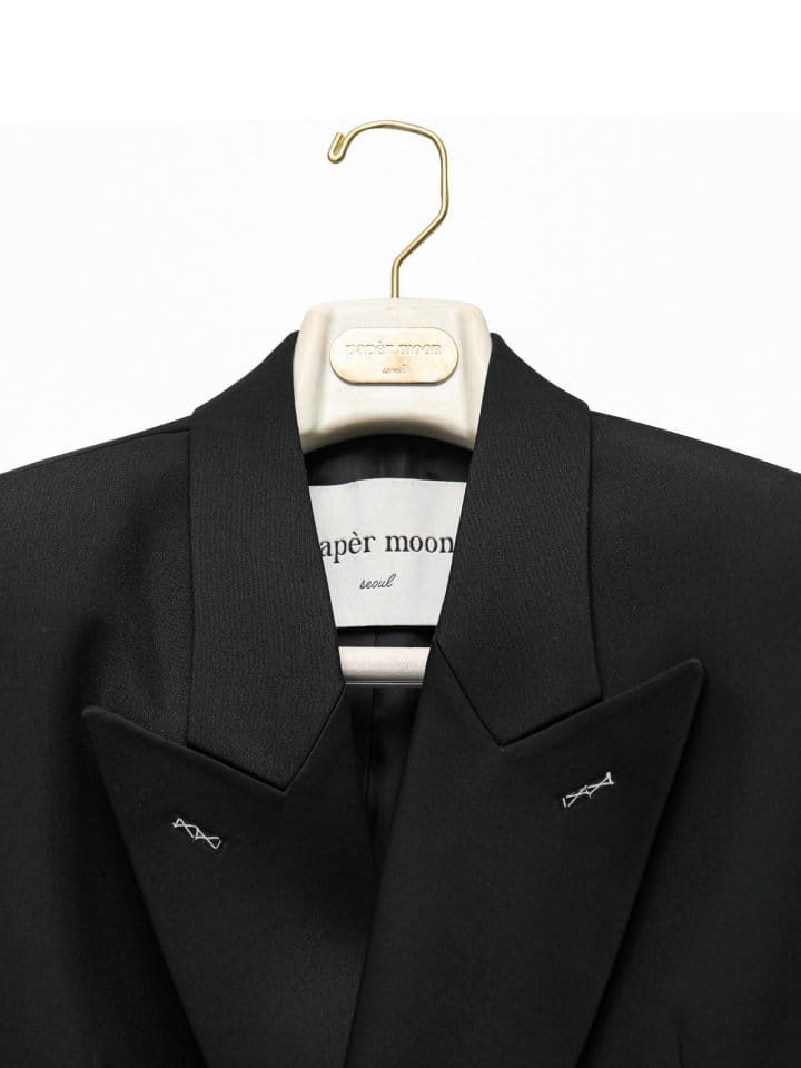 Paper Moon - Korean Women Fashion - #vintagekidsstyle - Bi Color Stitch Point Peaked Lapel Tuxedo Blazer - 10
