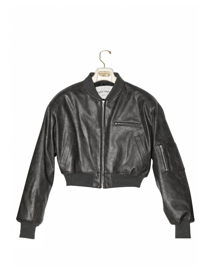 Paper Moon - Korean Women Fashion - #vintagekidsstyle - Vegan L Cropped Full Up Bomber Jacket  - 6