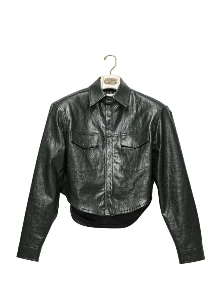 Paper Moon - Korean Women Fashion - #vintagekidsstyle - Vegan L Padded Shoulder Cropped Shirt Jacket - 10