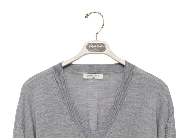 Paper Moon - Korean Women Fashion - #womensfashion - Wool Silk Deep V Neck Long Sleeved Knit - 11
