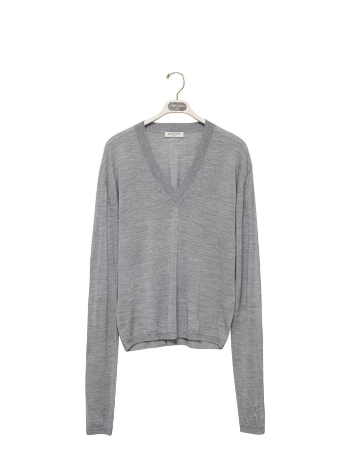 Paper Moon - Korean Women Fashion - #womensfashion - Wool Silk Deep V Neck Long Sleeved Knit - 9