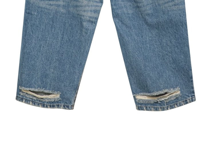 Paper Moon - Korean Women Fashion - #womensfashion - Vintage Blue Distressed Damage Wash Wide Leg Jeans - 11