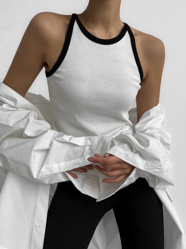 Paper Moon - Korean Women Fashion - #womensfashion - BI Color Halter Neck Sleeveless Tank Top - 2