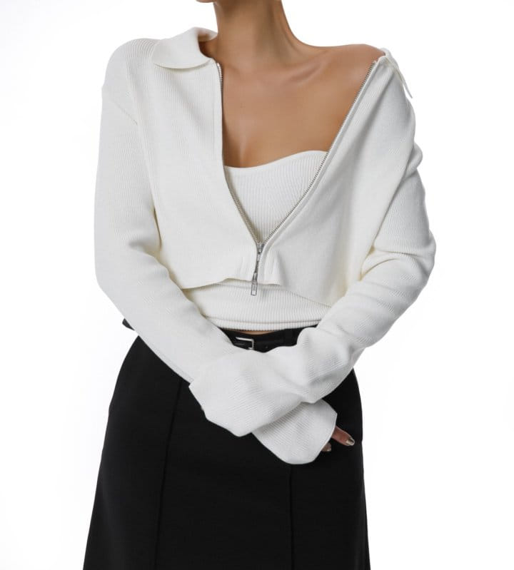 Paper Moon - Korean Women Fashion - #womensfashion - Two Way Zipped Detail Cropped Cardigan - 3