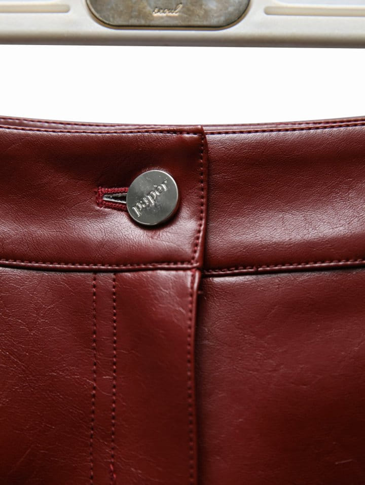 Paper Moon - Korean Women Fashion - #womensfashion - Denim Detail Vegan Leather Short Pants - 7