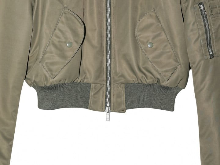 Paper Moon - Korean Women Fashion - #womensfashion - Square Shoulder Padded Cropped Bomber Jacket  - 11