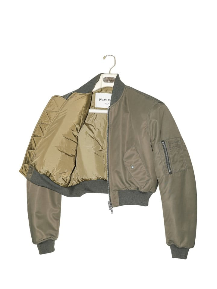Paper Moon - Korean Women Fashion - #womensfashion - Square Shoulder Padded Cropped Bomber Jacket  - 7