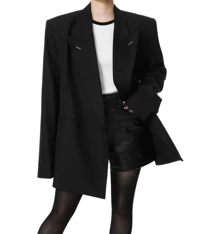 Paper Moon - Korean Women Fashion - #womensfashion - Bi Color Stitch Point Peaked Lapel Tuxedo Blazer - 2