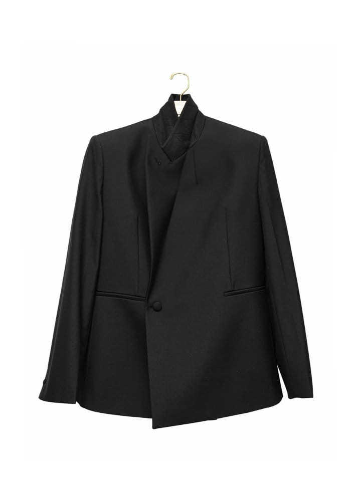 Paper Moon - Korean Women Fashion - #womensfashion - Bi Color Stitch Point Peaked Lapel Tuxedo Blazer - 8