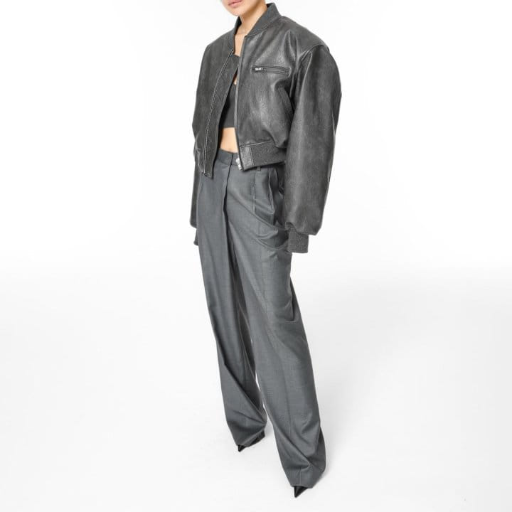 Paper Moon - Korean Women Fashion - #momslook - Vegan L Cropped Full Up Bomber Jacket  - 4