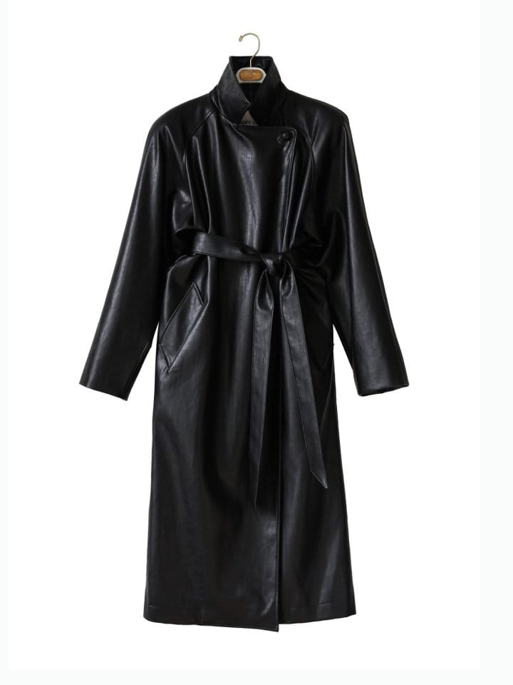 Paper Moon - Korean Women Fashion - #womensfashion - Padded Shoulder Oversized Vegan L Maxi Trench Coat - 8
