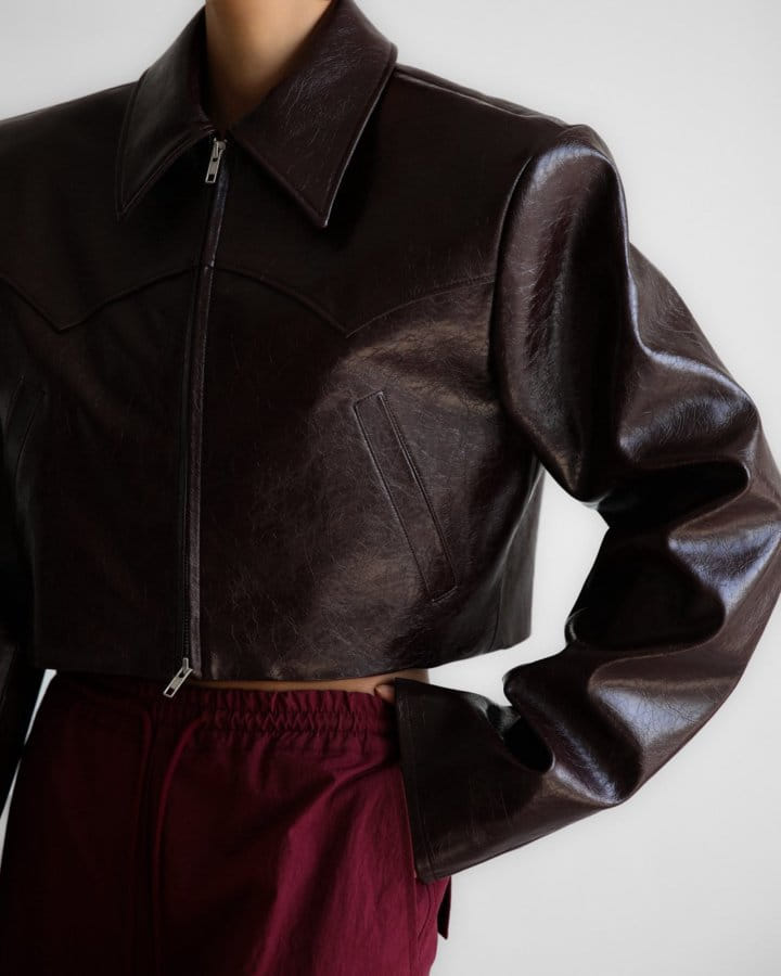 Paper Moon - Korean Women Fashion - #momslook - Western Zipped Up Vegan L Cropped Jacket - 4