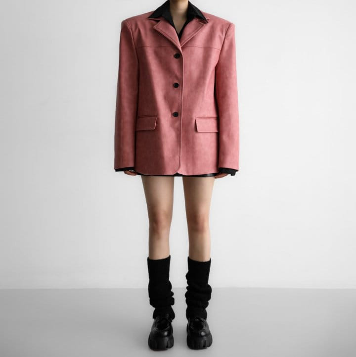 Paper Moon - Korean Women Fashion - #womensfashion - Washed Vegan L Three Button Single Breasted Blazer - 3
