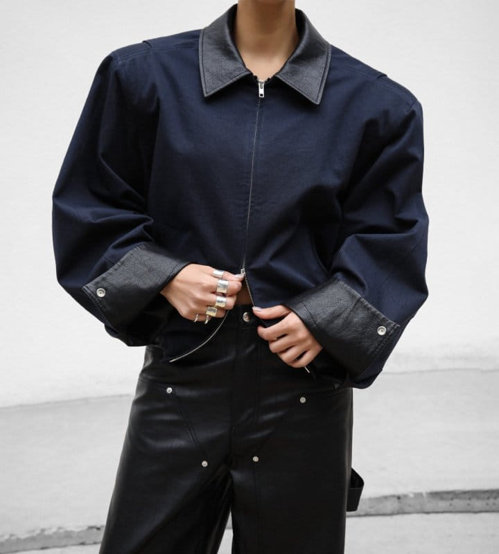 Paper Moon - Korean Women Fashion - #womensfashion - L Collar Bi Color C Blouson - 3