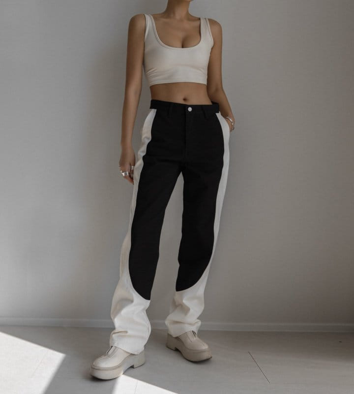 Paper Moon - Korean Women Fashion - #womensfashion - Bi Color Round Cation C Pants - 2