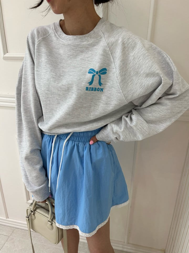 Pearls room - Korean Women Fashion - #momslook - Ribbon Sweatshirt - 10