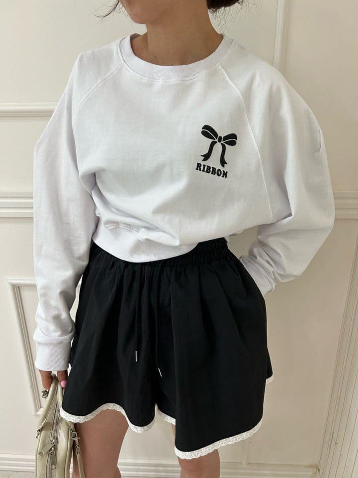 Pearls room - Korean Women Fashion - #momslook - Ribbon Sweatshirt - 6