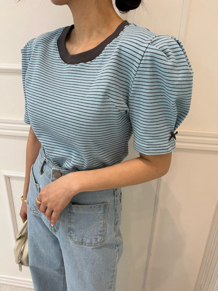 Pearls room - Korean Women Fashion - #womensfashion - Color Ribbon Tee - 4