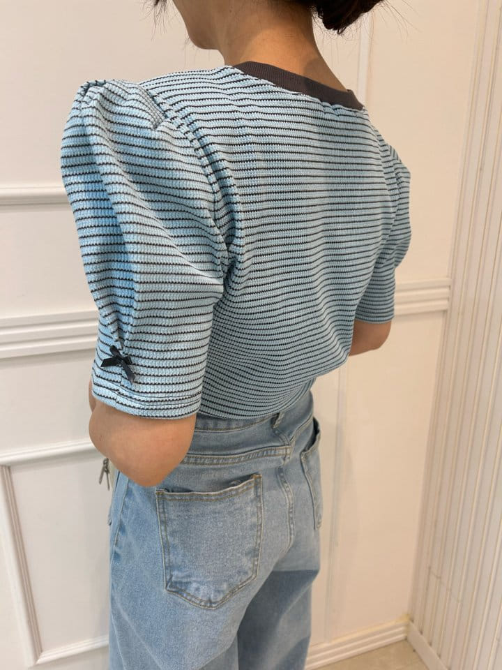 Pearls room - Korean Women Fashion - #momslook - Color Ribbon Tee - 6