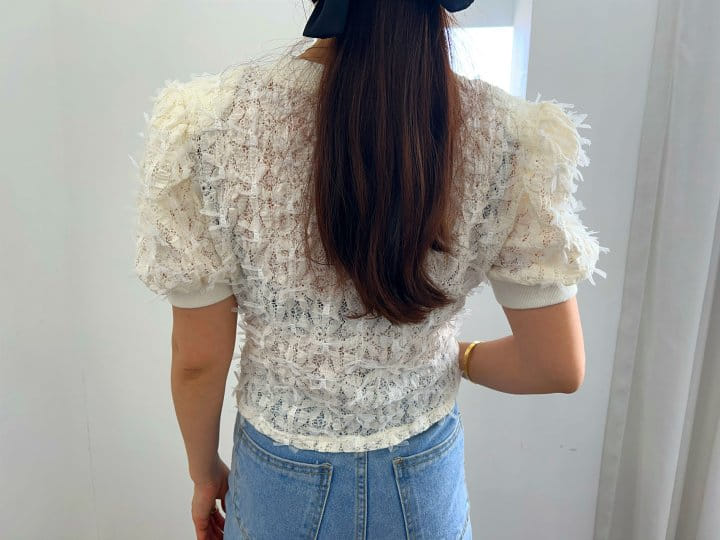 Pearls room - Korean Women Fashion - #momslook - Lace Ribbon Cardigan - 5