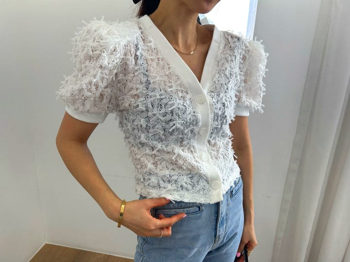 Pearls room - Korean Women Fashion - #momslook - Lace Ribbon Cardigan - 7