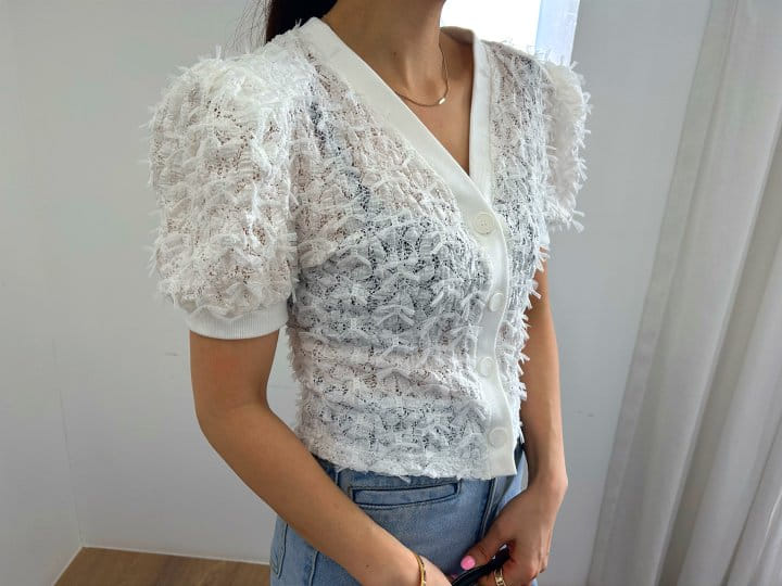 Pearls room - Korean Women Fashion - #momslook - Lace Ribbon Cardigan - 9