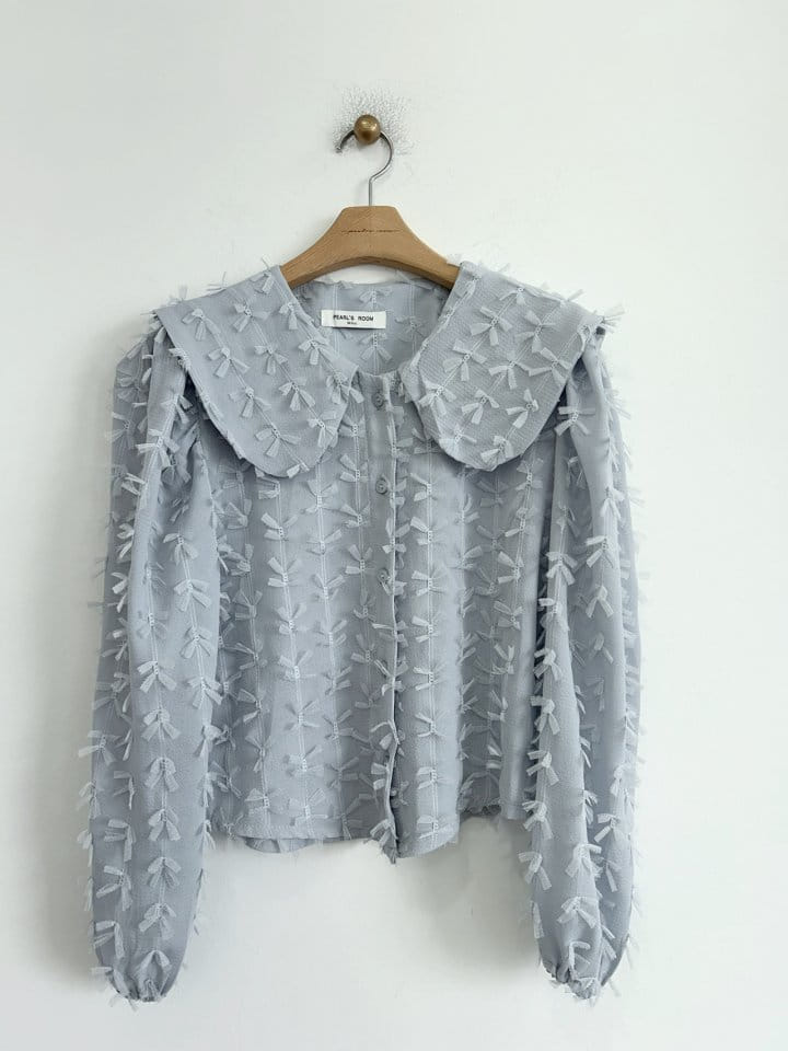 Pearls room - Korean Women Fashion - #momslook - Collar Ribbon Blouse - 8
