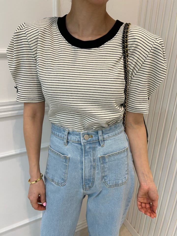 Pearls room - Korean Women Fashion - #womensfashion - Color Ribbon Tee - 7
