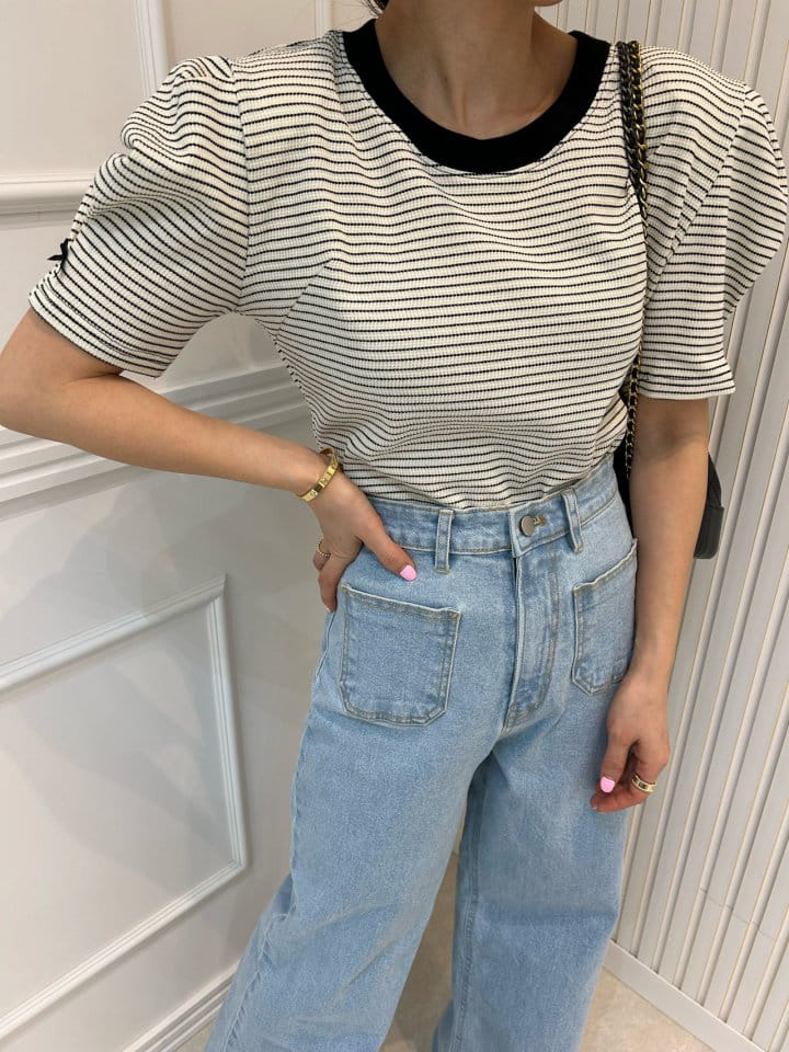 Pearls room - Korean Women Fashion - #womensfashion - Color Ribbon Tee - 9