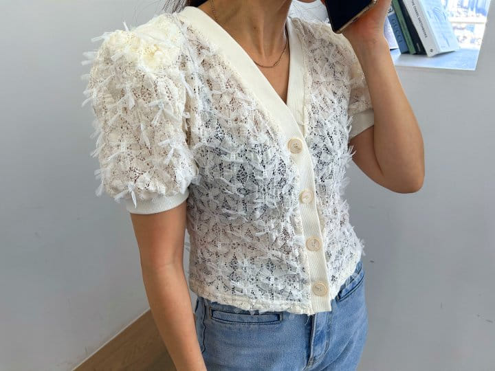 Pearls room - Korean Women Fashion - #womensfashion - Lace Ribbon Cardigan - 2