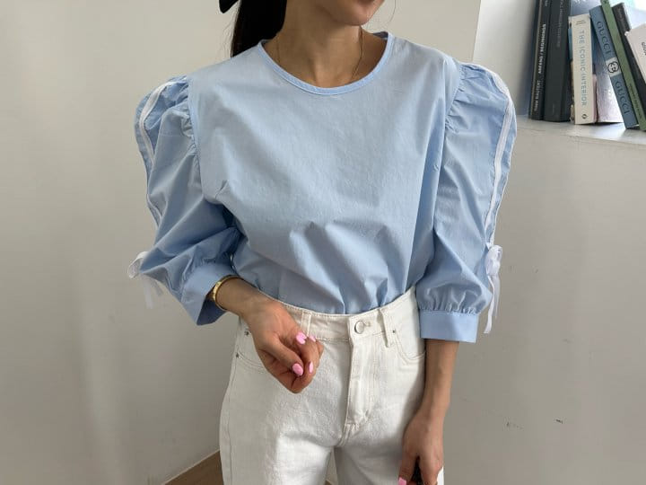 Pearls room - Korean Women Fashion - #momslook - Tape Blouse - 4