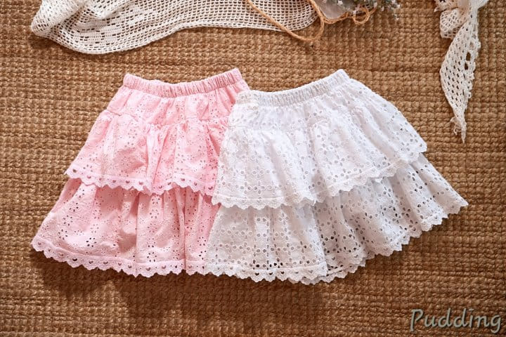 Pudding - Korean Children Fashion - #magicofchildhood - Washing Embroidery Skirt