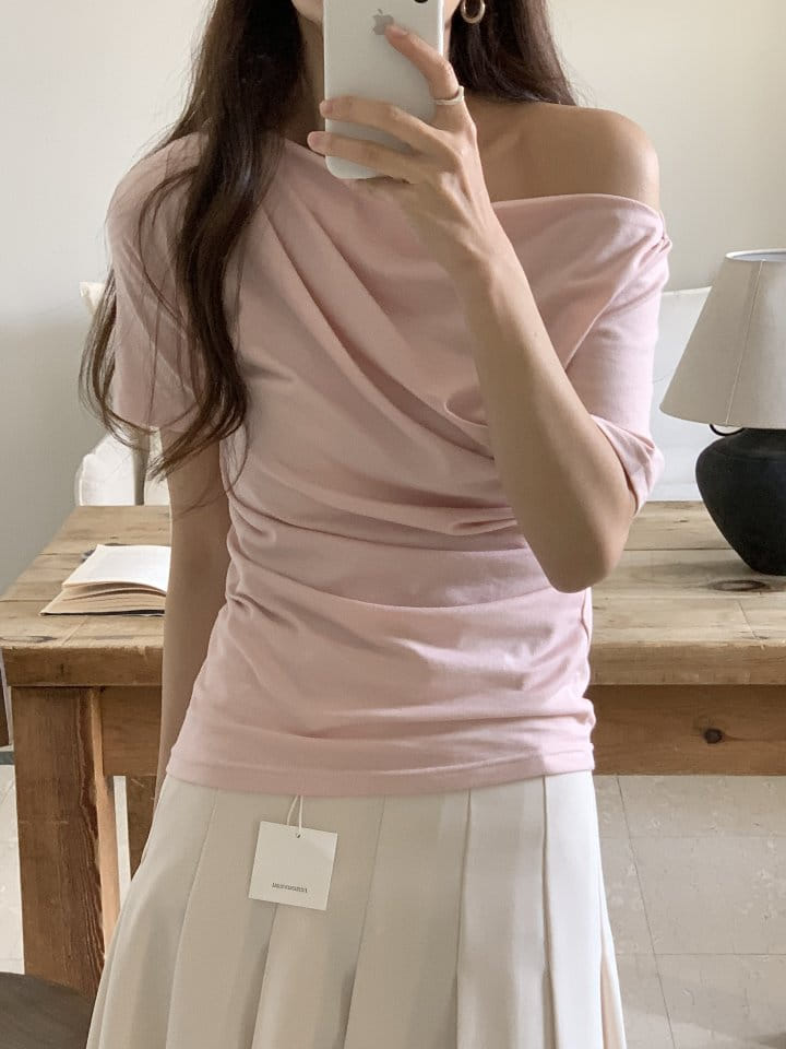 Renouveau - Korean Women Fashion - #womensfashion - Shirring Off Shoulder Tee - 7