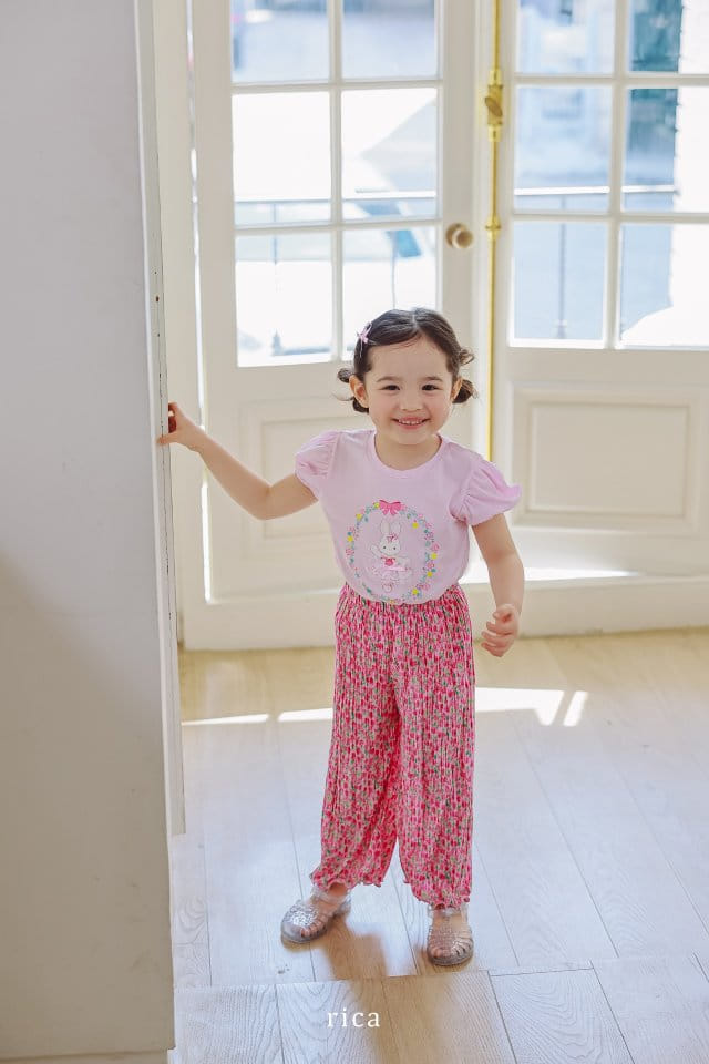 Rica - Korean Children Fashion - #kidsstore - Flower Wrinkle Pants - 3