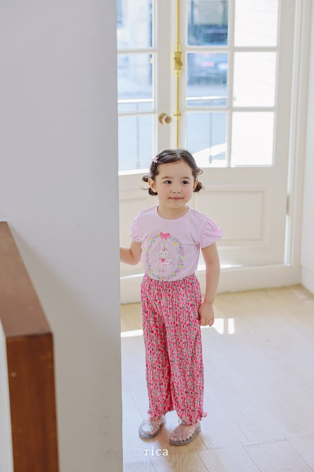 Rica - Korean Children Fashion - #kidsstore - Flower Wrinkle Pants - 4