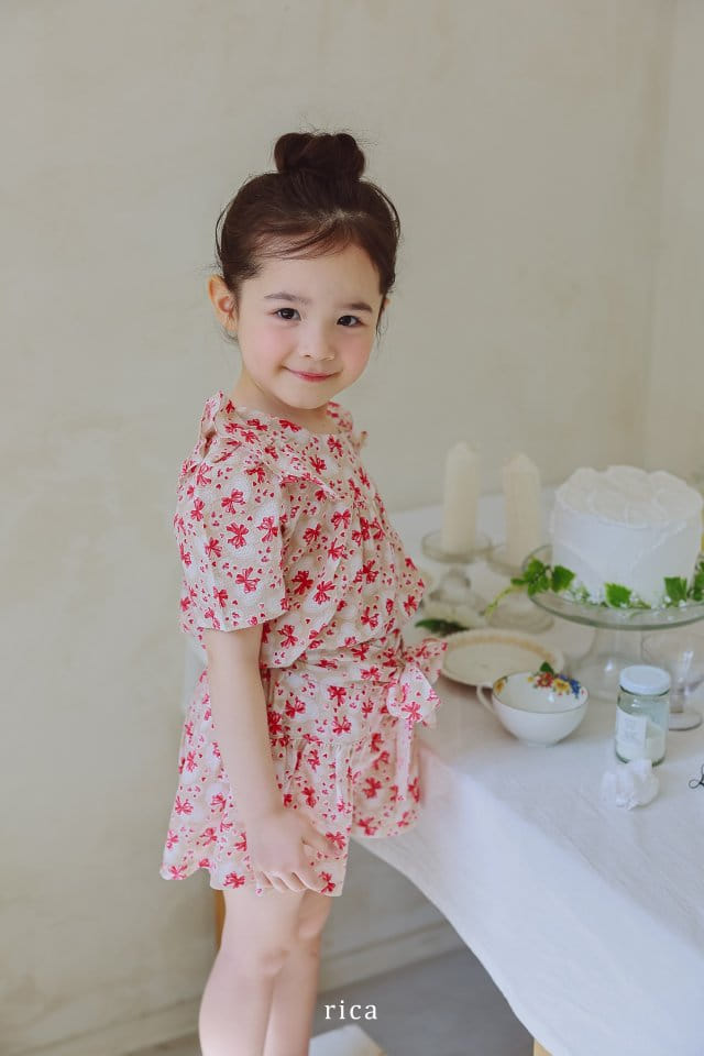Rica - Korean Children Fashion - #minifashionista - Heart Ribbon Top Bottom Set - 10