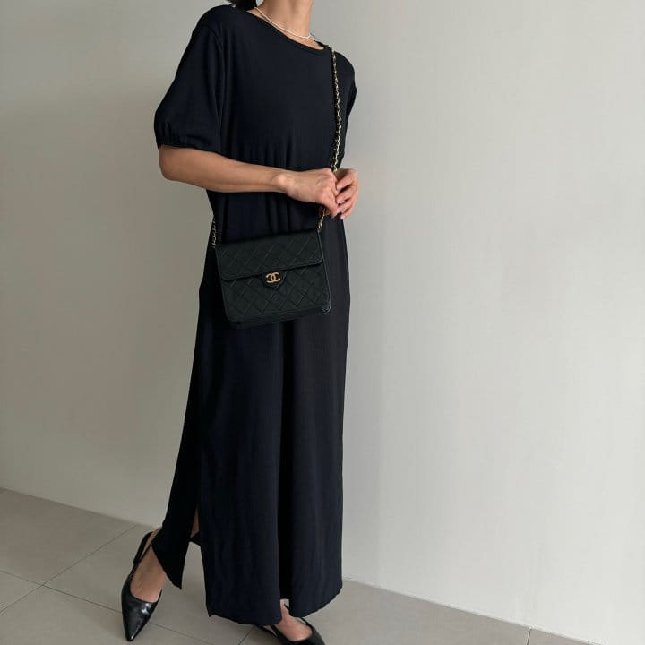Ripple - Korean Women Fashion - #romanticstyle - Semi Rib One-Piece - 7