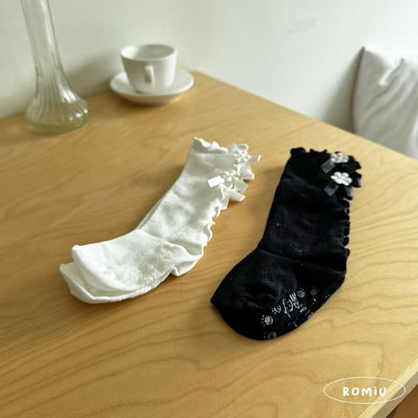 Romiu - Korean Children Fashion - #discoveringself - Floral Leaf Ribbon Socks