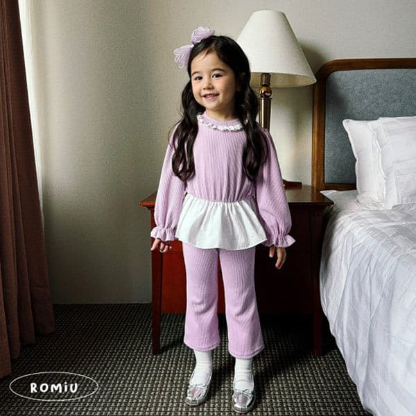 Romiu - Korean Children Fashion - #kidsstore - Rib Puff Shirring Top Bottom Set