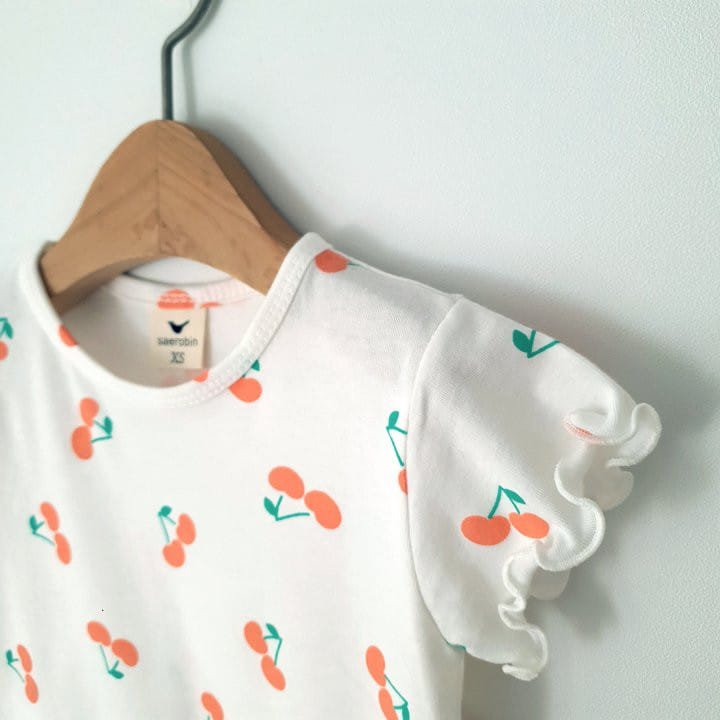 Saerobin - Korean Children Fashion - #kidzfashiontrend - Cherry Terry Short Sleeve East Wear - 5