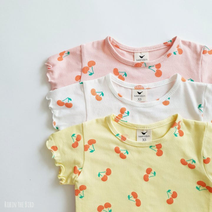 Saerobin - Korean Children Fashion - #minifashionista - Cherry Terry Short Sleeve East Wear - 9
