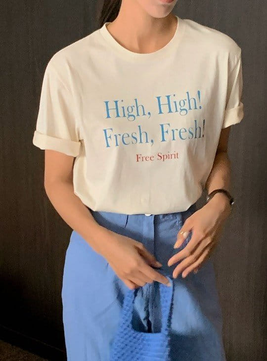 Sienne - Korean Women Fashion - #momslook - High Short Sleeve Tee