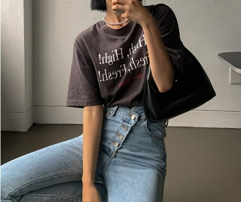 Sienne - Korean Women Fashion - #womensfashion - High Short Sleeve Tee - 6